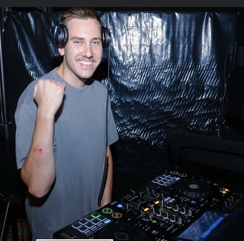 Nick Tyers, founder of NT Productions, behind the DJ decks